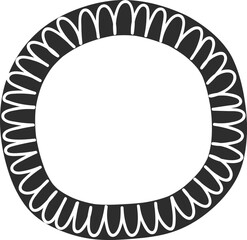 Hand drawn black doodle artistic circle frame border