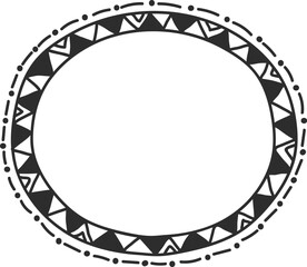 Hand drawn tribal oval border frame design