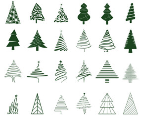 Christmas tree outline line art vector abstract illustration element minimal silhouette concept ornament shape icon design decoration