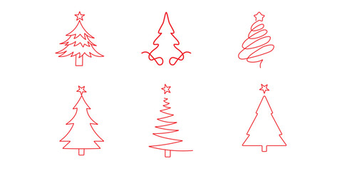  Collection of Line Art Christmas Trees for Holiday Designs