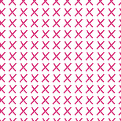 Pink cross stitch mark hand drawing seamless pattern