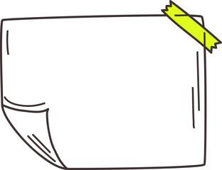 Blank paper note with copy space and yellow tape