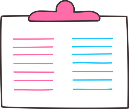 Clipboard showing colorful comparison information lists