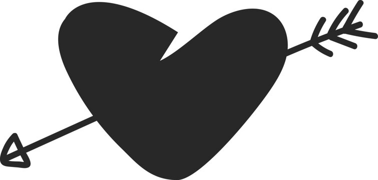 Heart illustration pierced by cupid's arrow breaking - Powered by Adobe