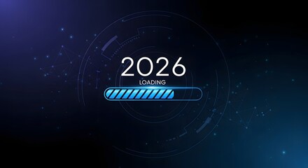 2026 loading progress bar futuristic technology and network connection