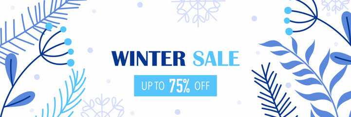 horizontal seasonal banner winter sale