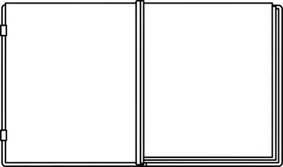 Open book line art illustration with blank pages