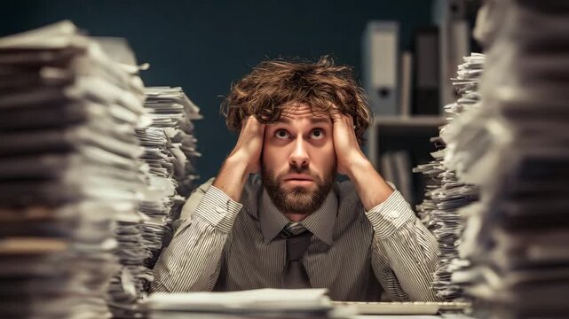 Office worker overwhelmed by work【4K】