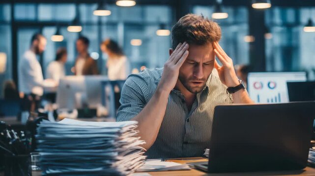 Office worker overwhelmed by work【4K】