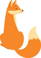 Cute orange fox illustration sitting and looking aside