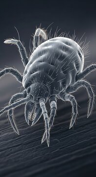 Close-up of a Dust Mite - Microscopic View of an Allergen.