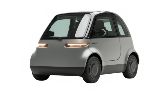 Electric vehicle showcases a compact and sleek design, AI, PNG