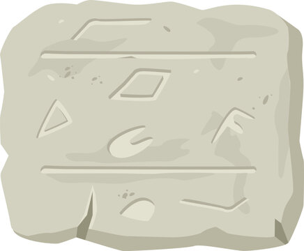 Ancient stone tablet displaying mysterious engraved symbols