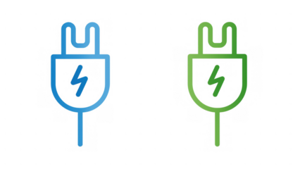 Set, Electric vehicle connectors in blue and green colors, AI, PNG