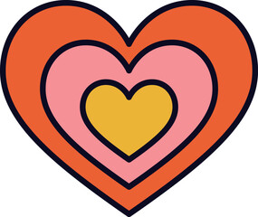 Concentric hearts creating a loving retro color design