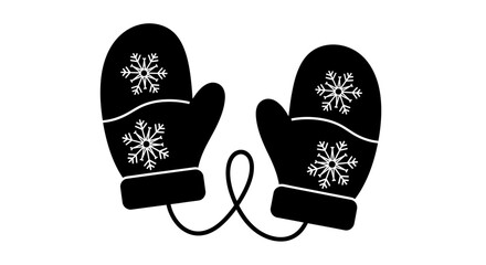 Black Mitten Icon with Snowflake Design for Winter and Christmas Season