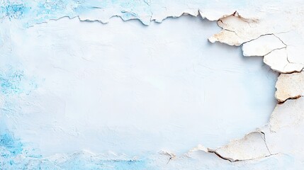 A textured background featuring cracked white plaster with hints of blue. The composition offers ample copy space in the center, suitable for design overlays.