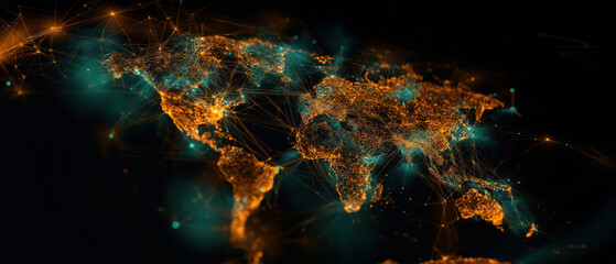 Obraz premium Bright world with vibrant connections, created AI