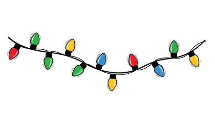 Colorful string of christmas lights for festive holiday decoration