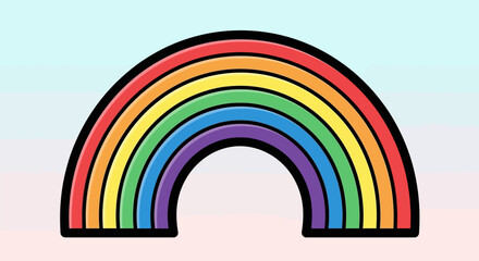 Obraz premium Vibrant Rainbow Illustration with Classic Arch Shape and Bold Black Outline.