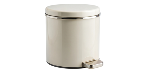 Cream pedal bin, small domestic trash can with foot mechanism
