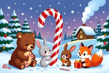 Fototapeta premium christmas card with bear