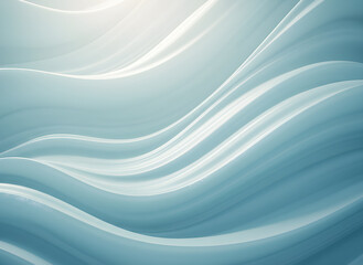 Obraz premium Smooth, flowing abstract waves in soft icy blue tones, creating a clean, modern, and elegant background with gentle light reflections and fluid motion.