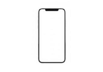 Sleek black smartphone with a pristine white screen for digital design mockups, app demonstrations, and user interface concepts, isolated on transparent background