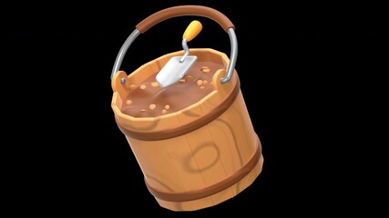 fertilizer bucket 3D Animation, Alpha Channel, Transparent Background
