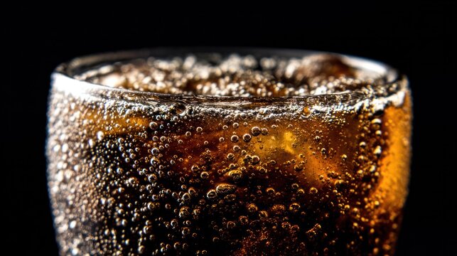 A carbonated beverage with rising bubbles and condensation on a clean background. The beverage menu is designed specifically for product packaging and bar promotions.