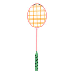 Colorful hand-drawn badminton racket icon.Perfect for sports graphics, playful designs,logos and educational materials.Vector illustration isolated on white background.EPS 10