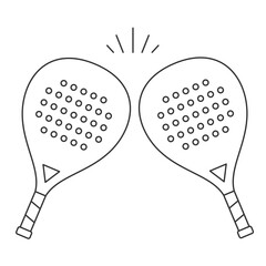 Two padel rackets with action lines,ideal for tournament logo,championship icons,sports branding.Thin line paddle Racket icon.Vector illustration isolated on white background.EPS 10