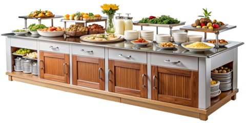 Lavish buffet with diverse healthy food options and dishes