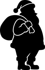 Santa Claus Silhouette Carrying a Gift Sack on Shoulder