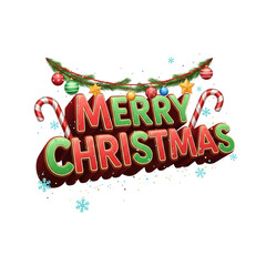 Colorful 3D Merry Christmas Lettering, Festive Holiday Typography