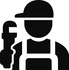 Construction worker icon builder plumber painter welder engineer maintenance labor character vector pack, black and white and solid professional industry tool avatar symbols for service and repair
