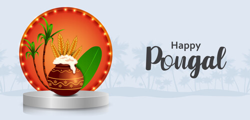Obraz premium Happy Pongal holiday religious festival celebration background