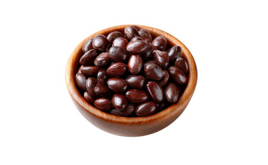Fototapeta premium Chocolate covered espresso beans: A close-up shot presents a delightful assortment of chocolate-covered espresso beans, nestled in a rustic wooden bowl, inviting the viewer to indulge.