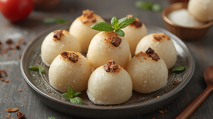 Soft Rasgulla in Syrup Close Up