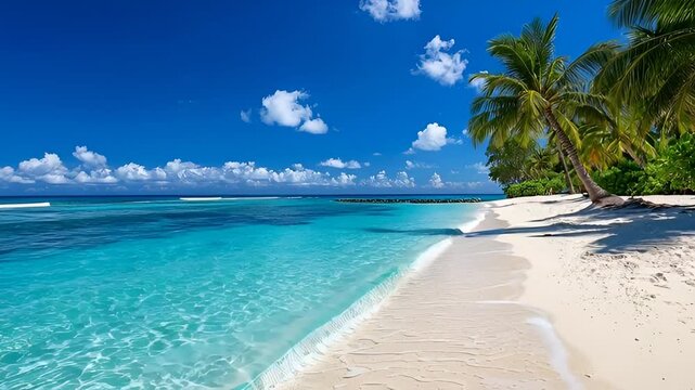 Experience pure bliss on white sand beach with crystal turquoise water paradise
