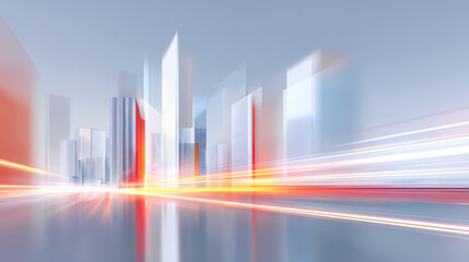 Artificial space with blue-purple abstract lines and geometric shapes