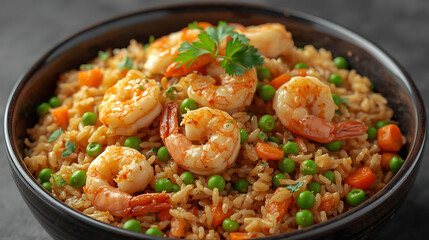 Appetizing Shrimp Rice Dish in Premium Lighting Setup