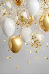 gold balloons background. Parties. Confetti. luxury