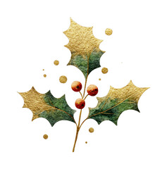 Fototapeta premium PNG Elegant festive holly leaf illustration.