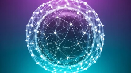 Abstract digital visualization of a glowing network sphere representing global data connections and futuristic technology - Powered by Adobe