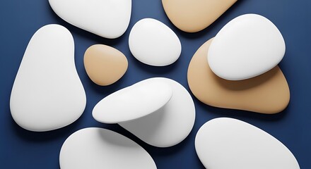 Smooth Stones - A Minimalist Composition of White and Beige Pebbles.