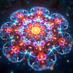 Iridescent Geometric Light Mandala