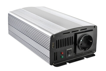 Power inverter close-up on a white. Isolated