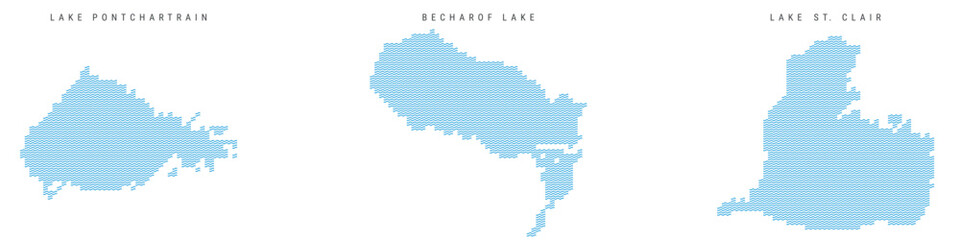 The largest and most significant lakes in North America. Flat vector illustration isolated on white background.
