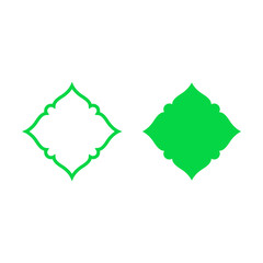 Set of Islam arches. Isolated collection of frames in of color green. Traditional Arabian design elements and decor for Islamic holidays.